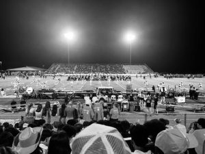 Students fill the stadium for a football game. At Monroe Stadium, the football team will play their homecoming game against Vista Ridge on Oct. 28. 