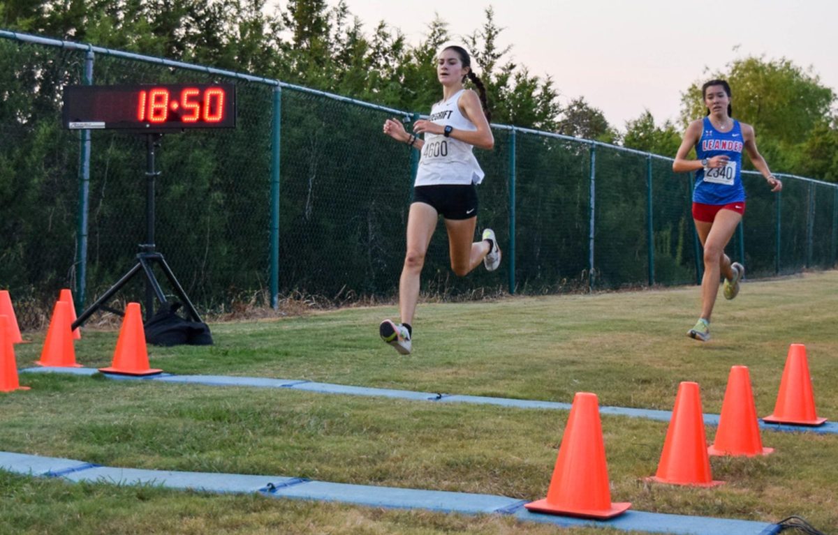 Mustacchia finishes race at Vista Ridge Invite. The junior placed third out of over 100 girls in the 5-6A varsity division. 