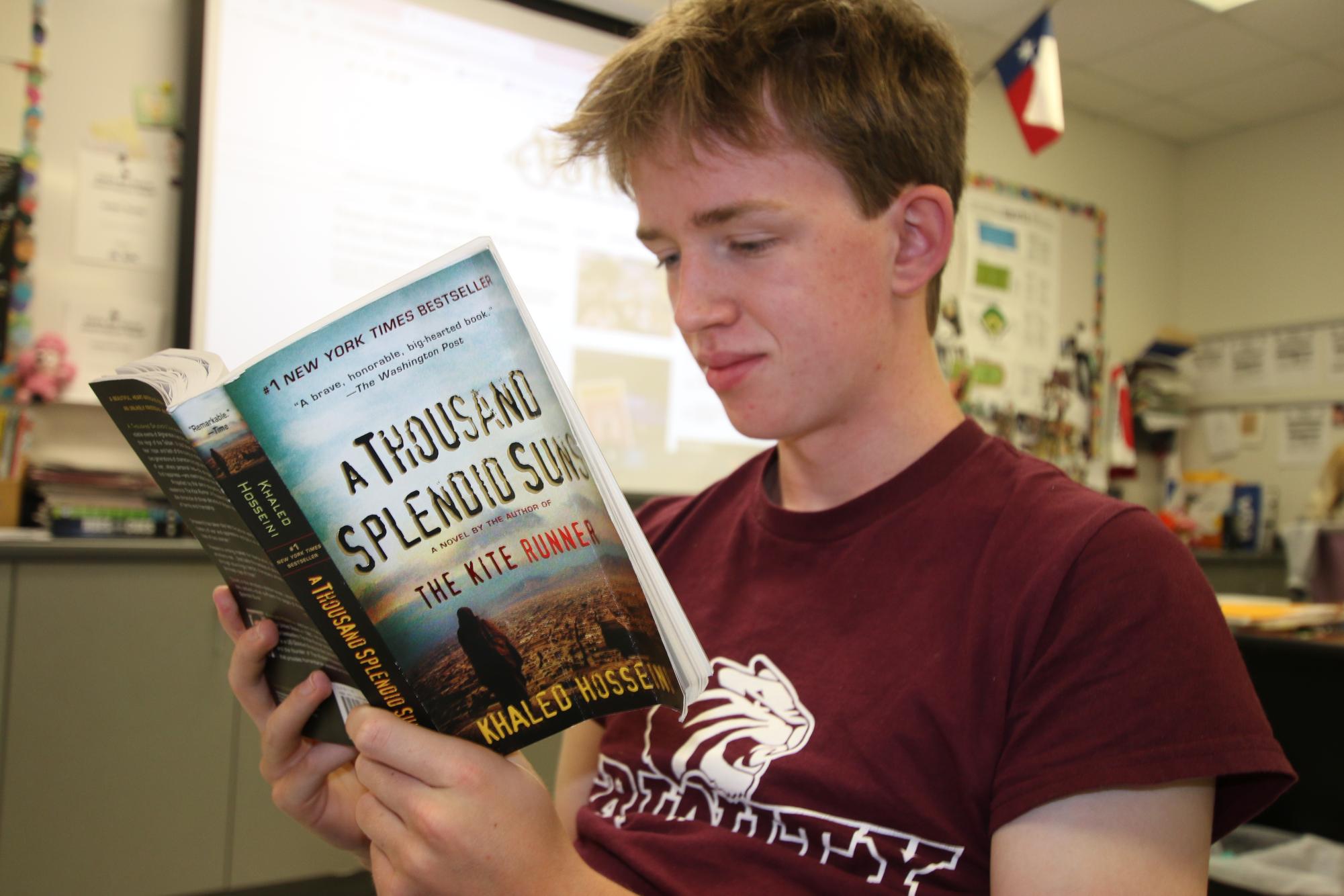 Senior Sterling Goodwin reads A Thousand Splendid Suns for AP English Literature and Composition. This historical fiction novel by Khalid Hosseini is placed in Afghanistan.